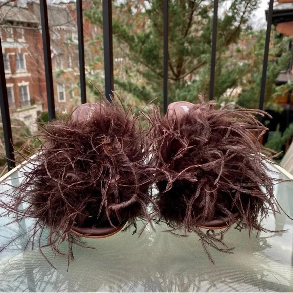 New Jeffrey Campbell Daisy Glass Feather Heels in Brown - Picture 7 of 13